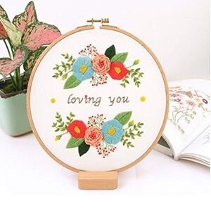 Floral Embroidery Hoop Art Kit with Loving Message